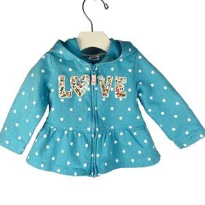 Carter's Polka-Dot Floral Love Peplum Zip-Up Hoodie size 9 Months